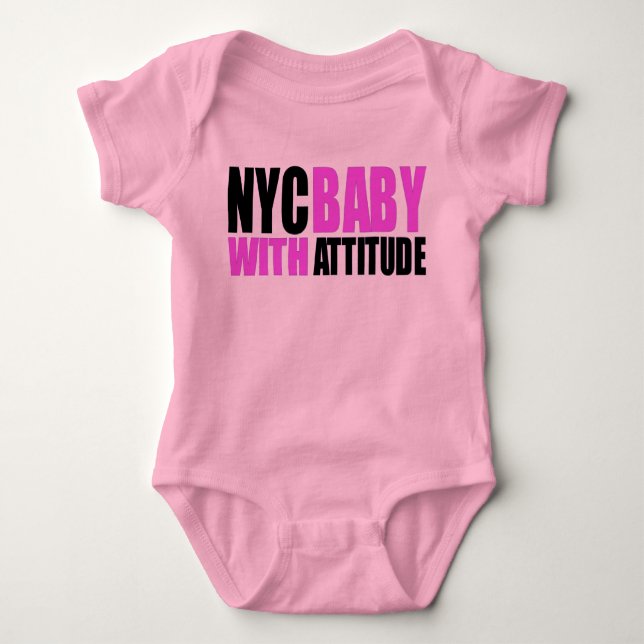 Body Para Bebê NycBabywAttitude_preto&rosa (Frente)