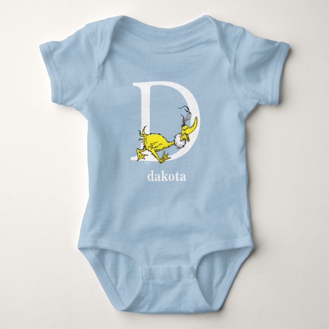 Body Para Bebê O ABC do Dr. Seuss: Letra D - Branco | Adicione se (Frente)
