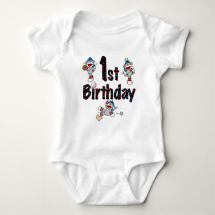Body Para Bebê ø Aniversário do basebol do macaco da peúga