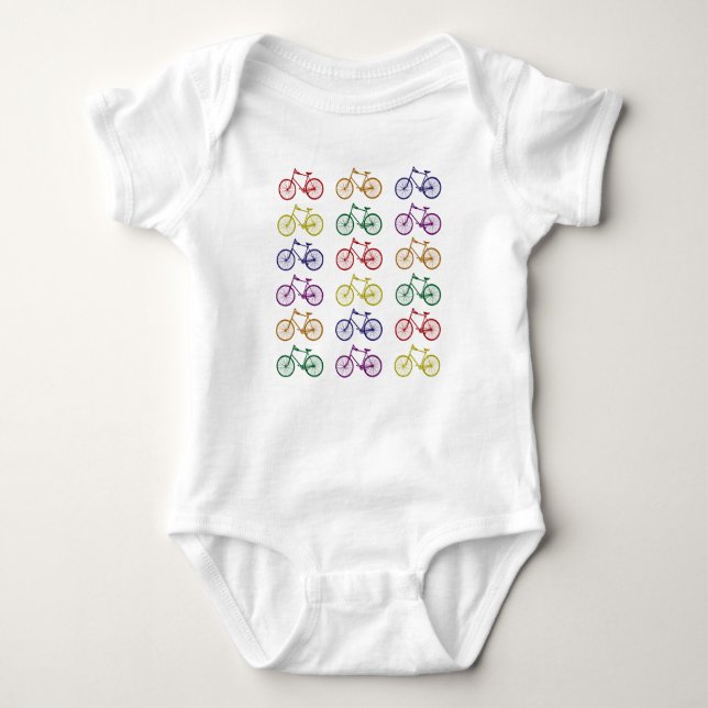 Body Para Bebê O arco-íris Bicycles o Bodysuit do bebê (Frente)