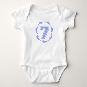 Body Para Bebê O bebê aprende o número 7 em azul