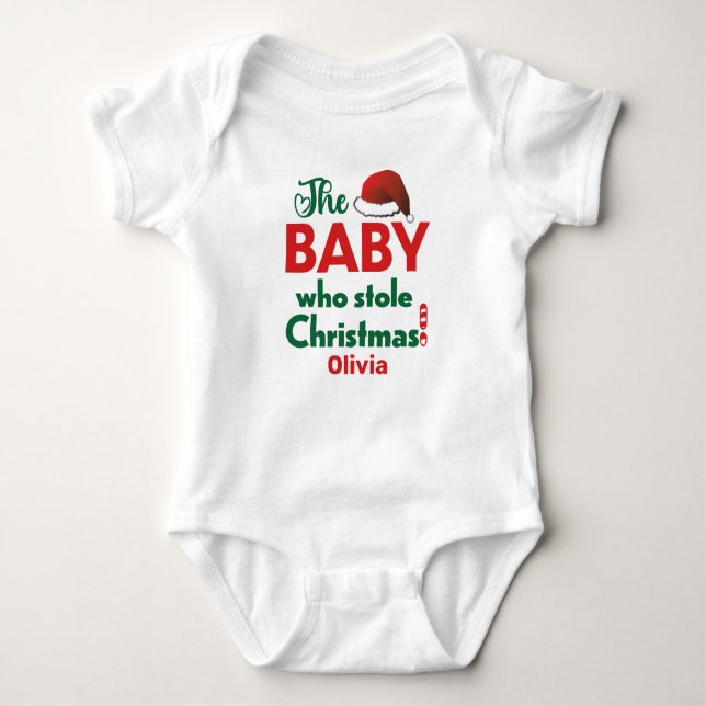 Body Para Bebê O Bebê que roubou o Natal com o nome do bebê (Frente)