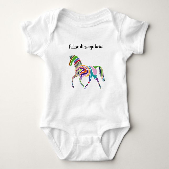 Body Para Bebê O cavalo herói do futuro personalizado (Frente)