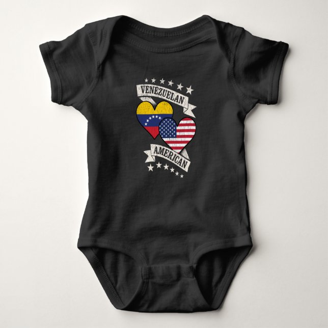 Body Para Bebê O Coração Venezuelano Americano Flags Venezuela Am (Frente)