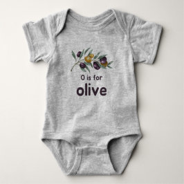 Body Para Bebê O é para OLIVE Green Veggie Alphabet O