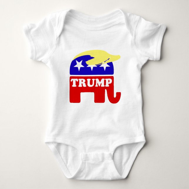 Body Para Bebê O elefante do republicano do Toupee de Donald (Frente)