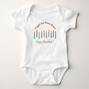 Body Para Bebê O Feliz Hanukkah do Bebê velas lindas