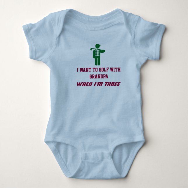 Body Para Bebê O garotinho com golfista verde. (Frente)