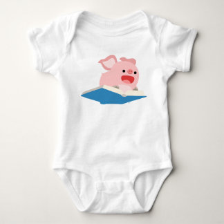 Body Para Bebê O Livro Voador e o Cartoon Pig Baby T Shirt