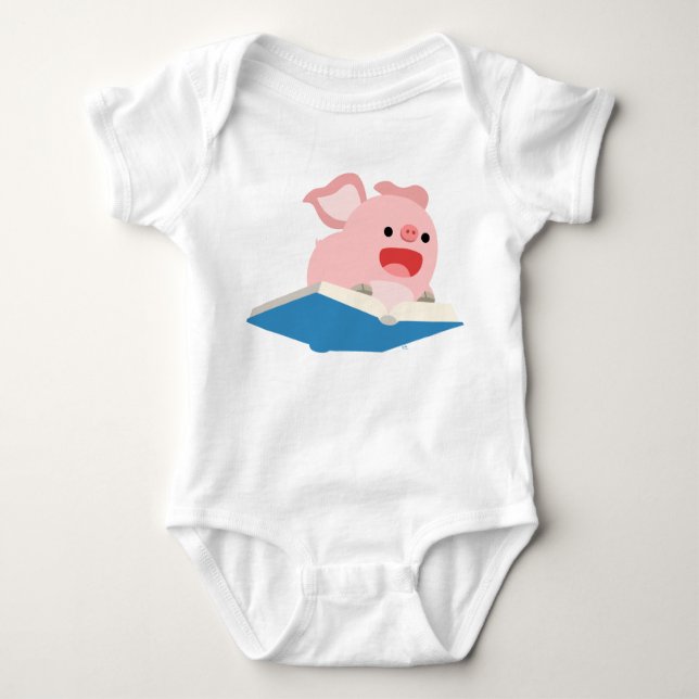 Body Para Bebê O Livro Voador e o Cartoon Pig Baby T Shirt (Frente)