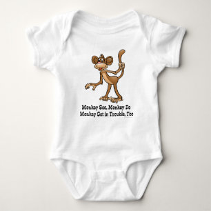 Body Para Bebê O macaco vê, macaco faz, macaco obtem no problema
