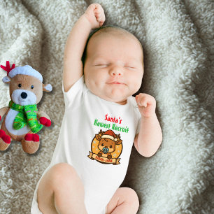 Body Para Bebê O Mais Novo Recruta do Papai Noel - Natal Fofo