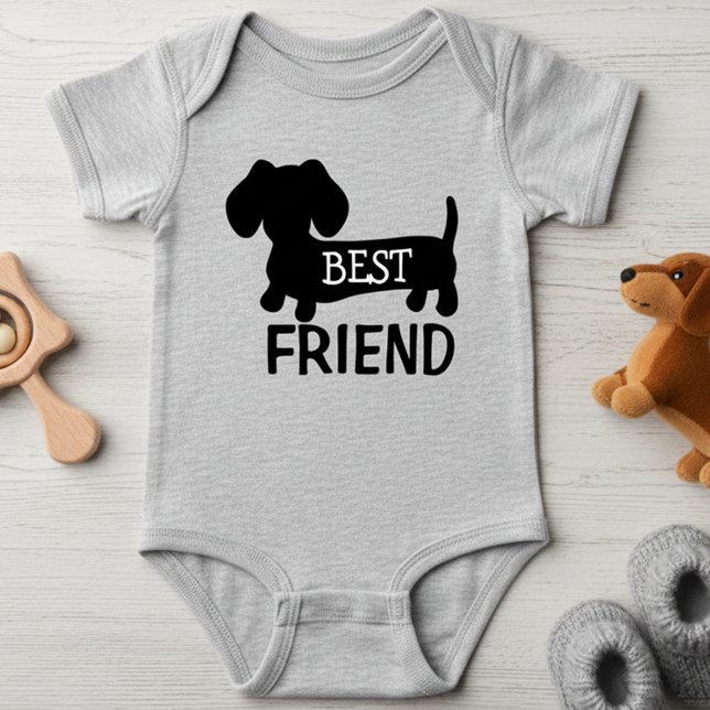 Body Para Bebê O Melhor Amigo Dachshund Uma Peça De Bebê Unisex (Best friends with a wiener dog - cute fun shirt for little kids who love their dachshunds)