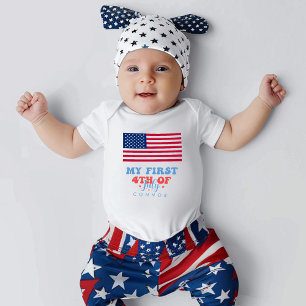 Body Para Bebê O Meu Primeiro Quarto De Julho, Estrelas Patriótic