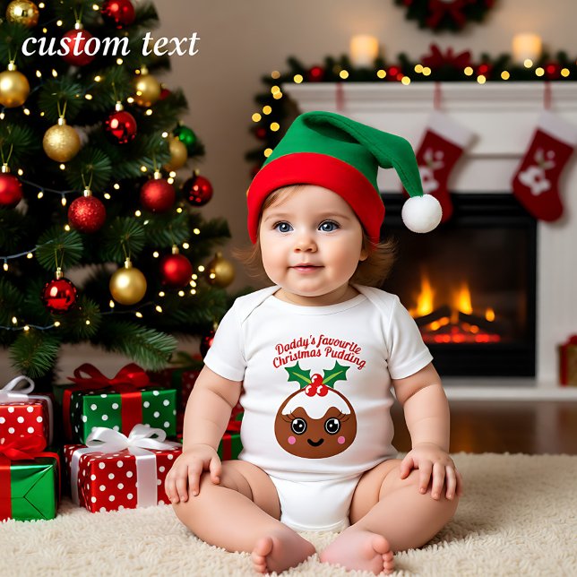 Body Para Bebê 🎄 o Natal das minhas 1ruas com o Elf fofo (🎄 My 1st Christmas with cute Elf Baby Bodysuit, custom text)