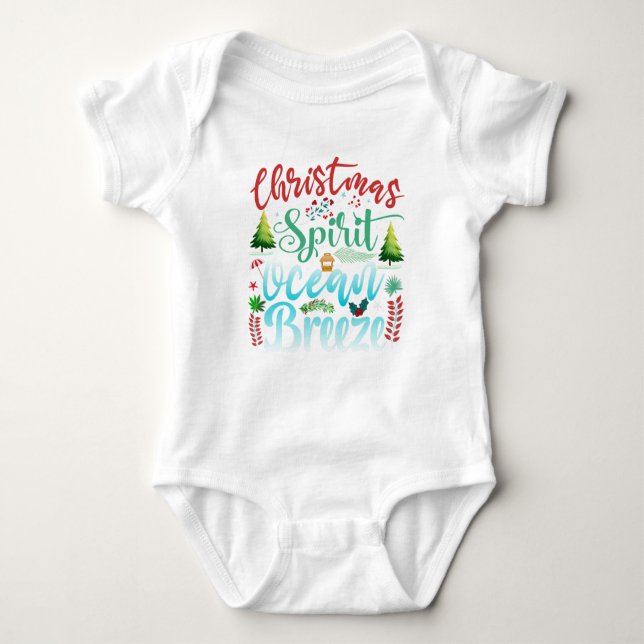 Body Para Bebê O Oceano Espírito de Natal Breeze Uma Piada (Frente)