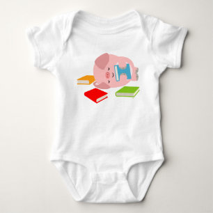 Body Para Bebê O Pequeno Livro (Porco de Cartoon) Bebê Bodyfato
