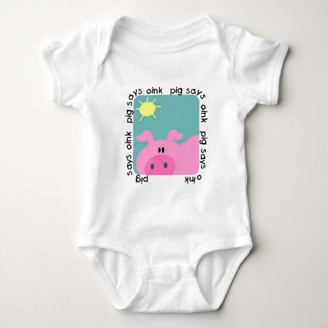 Body Para Bebê O porco diz Oink t-shirt e presentes (Frente)