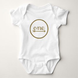 Body Para Bebê O primeiro aniversário do bebê Dourado da seta uma