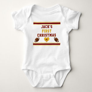 Body Para Bebê O primeiro Natal de um bebê de futebol personaliz