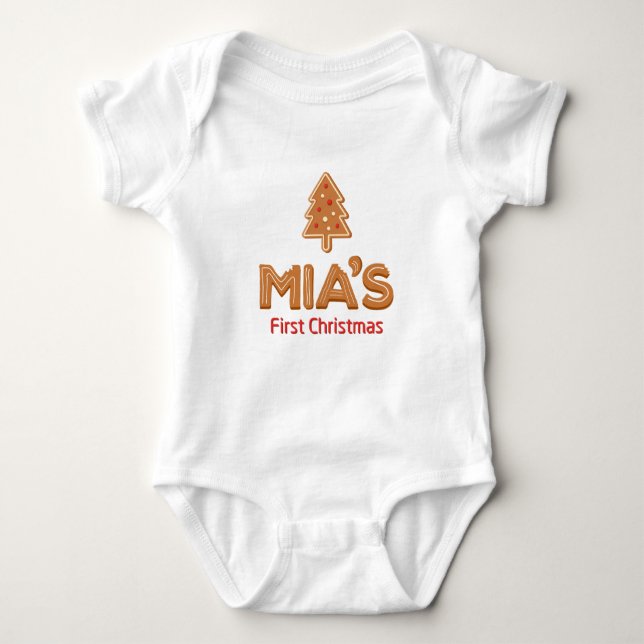 Body Para Bebê O Primeiro Pão de Natal da Mia personalizado (Frente)