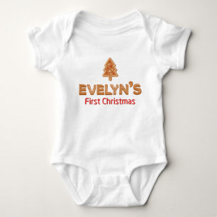 Body Para Bebê O Primeiro Pão de Natal de Evelyn personalizado