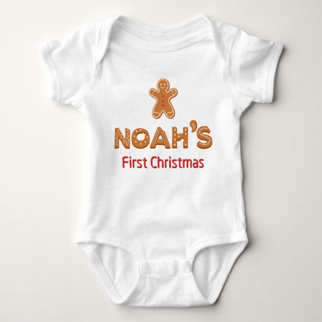 Body Para Bebê O Primeiro Pão de Natal de Noah Personaliza (Frente)