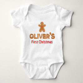 Body Para Bebê O Primeiro Pão de Natal de Oliver Personalizado