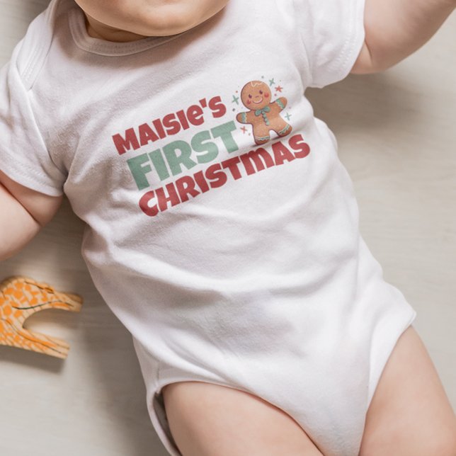 Body Para Bebê O Primeiro Pão de Natal Personalizado do Bebê (Criador carregado)