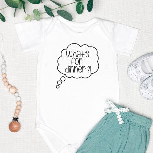 Body Para Bebê O que é ou janta? Citação divertida Baby Jersey