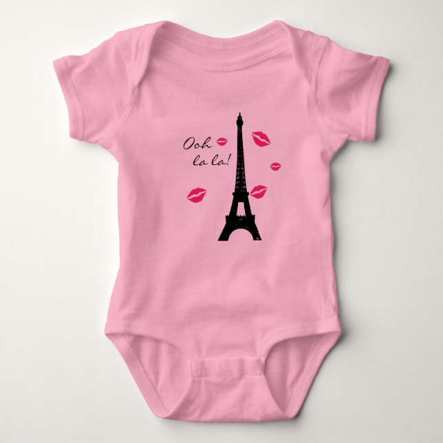 Body Para Bebê O rosa de Paris beija o Bodysuit do tutu (Frente)