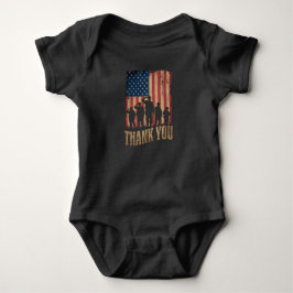 Body Para Bebê Obrigado Dia dos Veteranos Bandeira Americana Vint