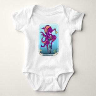 Body Para Bebê Octopus Andando um monociclo
