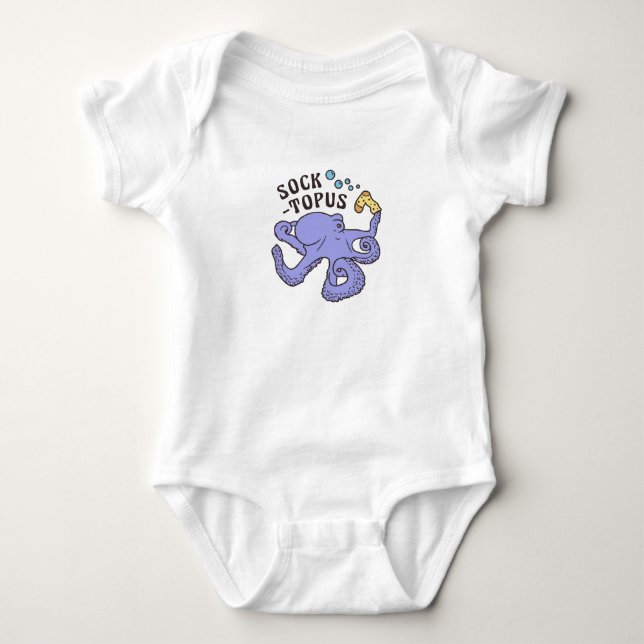 Body Para Bebê Octopus Azul Socktopus Com Memória Engraçado (Frente)