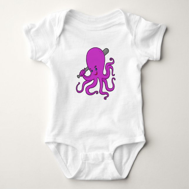 Body Para Bebê Octopus Baseball Baco (Frente)