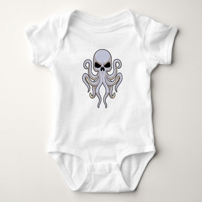Body Para Bebê Octopus com 8 Braços e Crânio (Frente)