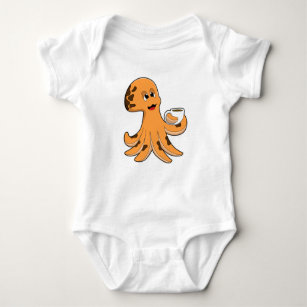 Body Para Bebê Octopus com Taça de Café