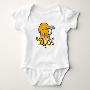 Body Para Bebê Octopus como garçom com toalha servindo