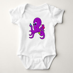 Body Para Bebê Octopus como professor com equipamento de laborató