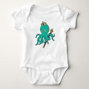 Body Para Bebê Octopus como rei com Trident