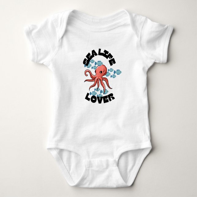 Body Para Bebê octopus de amante da vida marinha Baby Jersey (Frente)