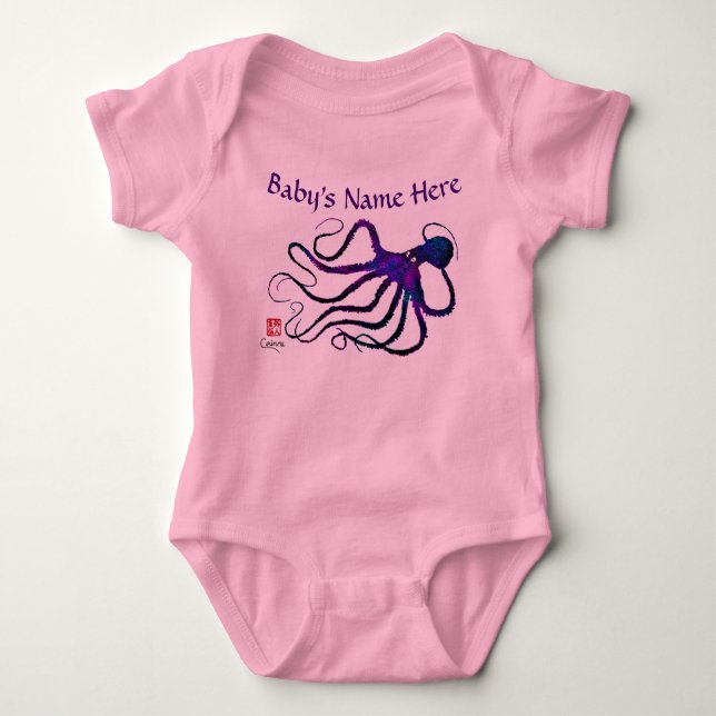 Body Para Bebê Octopus de Amy em roxo - Bebê de macacão (Frente)