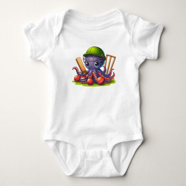 Body Para Bebê Octopus de críquete (Frente)