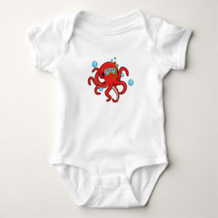 Body Para Bebê Octopus em mergulho com óculos de natação