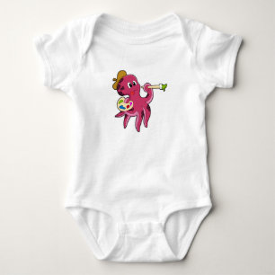 Body Para Bebê Octopus em pintura com pincel e cor