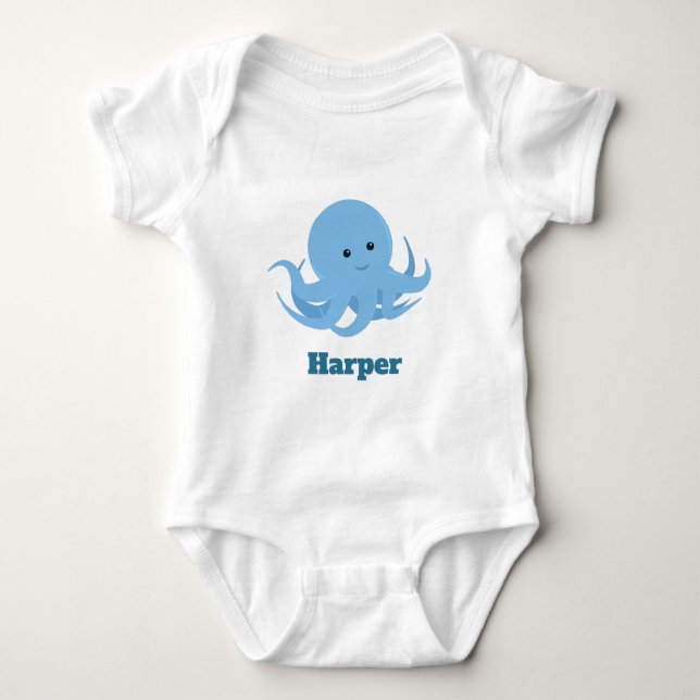 Body Para Bebê Octopus Name Cute Animal Cartoon (Frente)