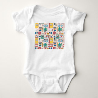 Body Para Bebê Office Stationery: Textura sem costura Quirky