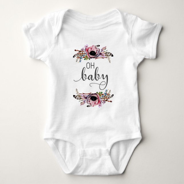 Body Para Bebê Oh Baby | Saia de tule com estrutura de penas e fl (Frente)