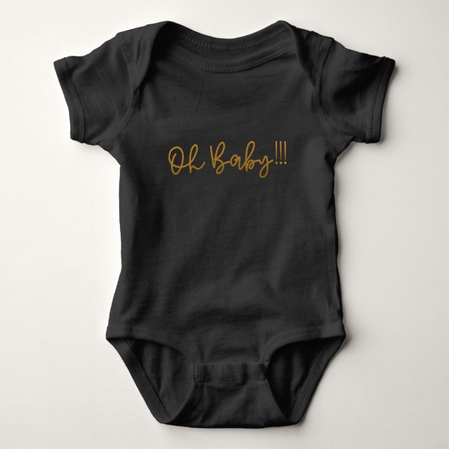 Body Para Bebê Oh Baby Yellow Gold Foil moderno Divertido (Frente)