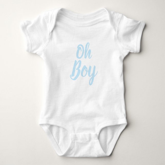 Body Para Bebê Oh Boy Light Blue script chá de fraldas (Frente)